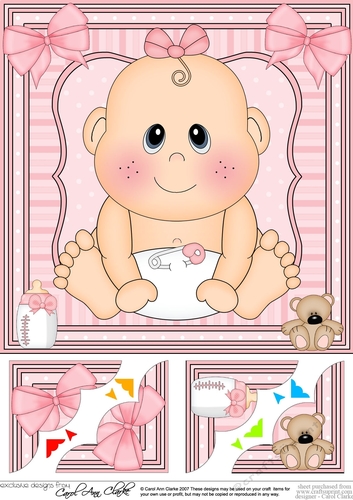 8 x 8 Cute New Baby Girl Scalloped Corner Topper  