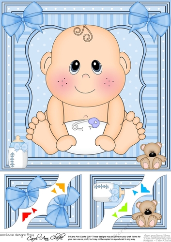 8 x 8 Cute New Baby Boy Scalloped Corner Topper  