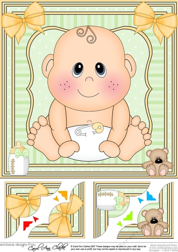 8 x 8 Cute New Baby Scalloped Corner Topper  