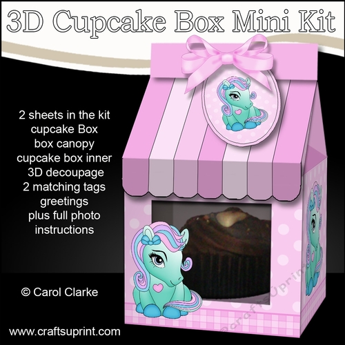 3D Mini Milk Carton Cupcake Treat Box Mini Kit - Cute Little Pony 