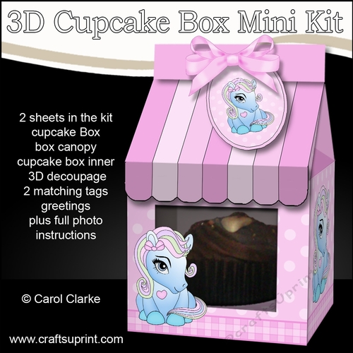 3D Mini Milk Carton Cupcake Treat Box Mini Kit - Cute Little Pony 