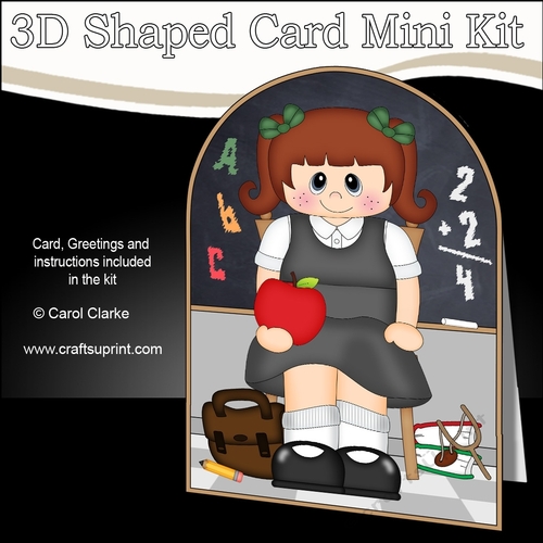 3D Shaped Card Kit - Cute Little Schoolgirl