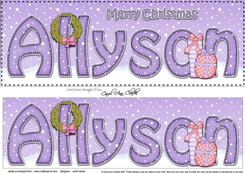 Large DL Merry Christmas ALLYSON 3D decoupage 
