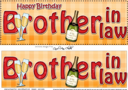 Large DL Happy Birthday BROTHER IN LAW 3D decoupage with Champagne