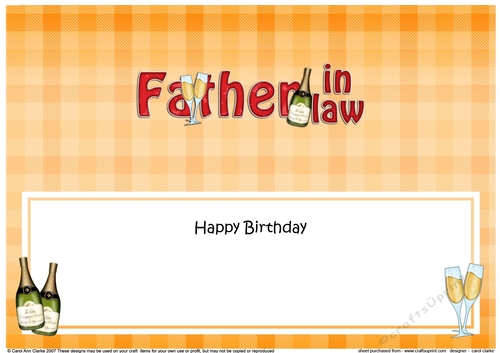 Large DL Happy Birthday FATHER IN LAW insert with Champagne