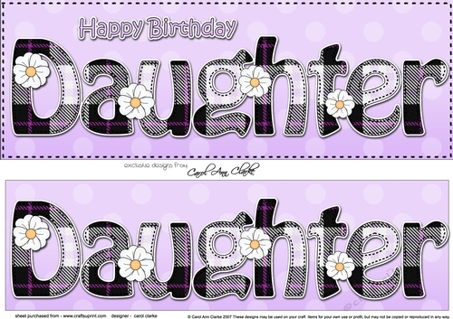 Large DL Happy Birthday DAUGHTER 3D decoupage with Tartan