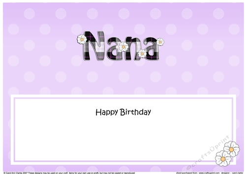 Large DL Happy Birthday NANA insert with Tartan