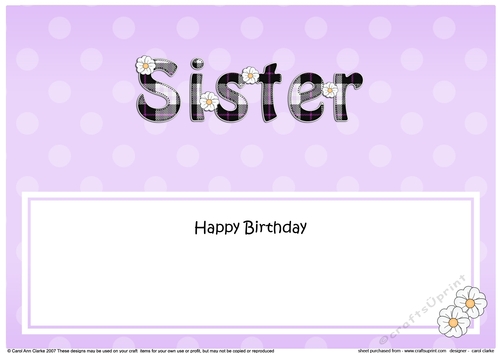 Large DL Happy Birthday SISTER insert with Tartan