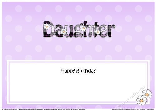 Large DL Happy Birthday DAUGHTER insert with Tartan