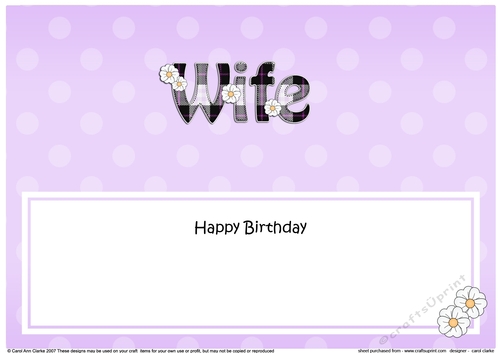 Large DL Happy Birthday WIFE insert with Tartan