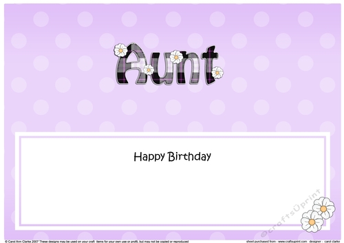 Large DL Happy Birthday AUNT insert with Tartan