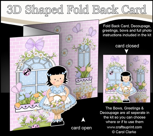 3D Shaped No-Hole Fold Back Mini Kit -  Country Cottage Girlz Suzi has a Basket of Tulips