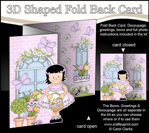 3D Shaped No-Hole Fold Back Mini Kit -  Country Cottage Girlz Suzi has a Basket of Tulips
