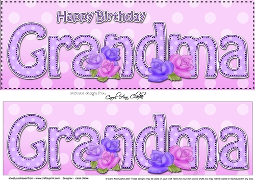 Large DL Happy Birthday GRANDMA 3D decoupage with Roses