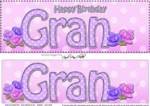Large DL Happy Birthday GRAN 3D decoupage with Roses