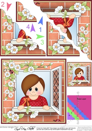 Scalloped Corner Stacker - Through the Window - Teen Girl