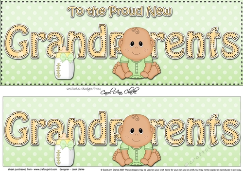 Large DL Ethnic New Baby TO THE PROUD NEW GRANDPARENTS 3D decoupage