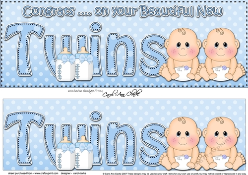 Large DL CONGRATULATIONS ... ON YOUR BEAUTIFUL TWINS 3D decoupage