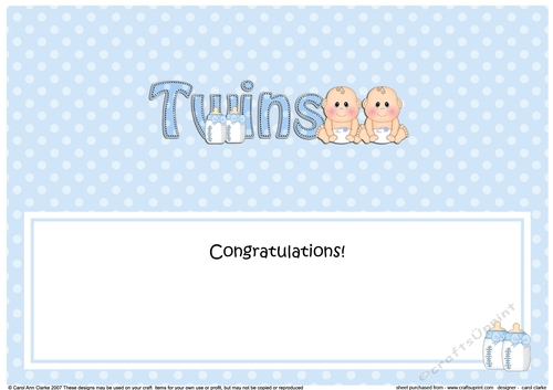 Large DL CONGRATULATIONS ... ON YOUR BEAUTIFUL TWINS insert