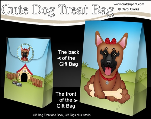 3D Gift Bag Mini Kit - Cute Little German Shepherd Dog Dazy
