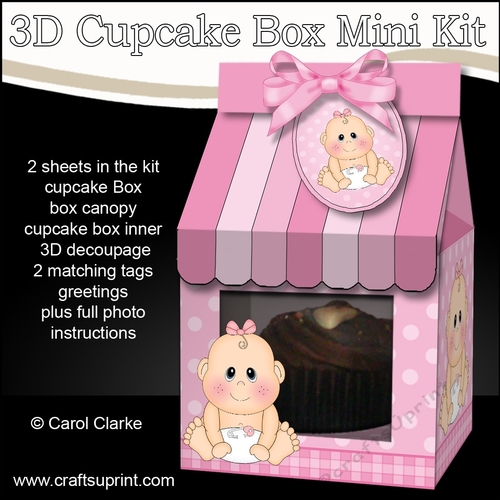 3D Mini Milk Carton Cupcake Treat Box Mini Kit - Cute Little Baby Girl