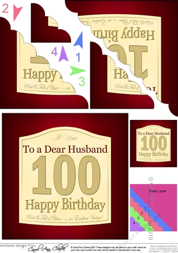 100th Birthday Husband Wine Label Scalloped Corner Stacker