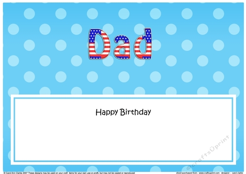 Large DL Happy Birthday DAD insert USA Stars & Stripes