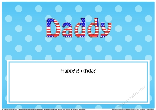 Large DL Happy Birthday DADDY insert USA Stars & Stripes