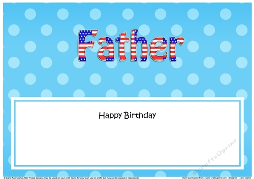Large DL Happy Birthday FATHER insert USA Stars & Stripes