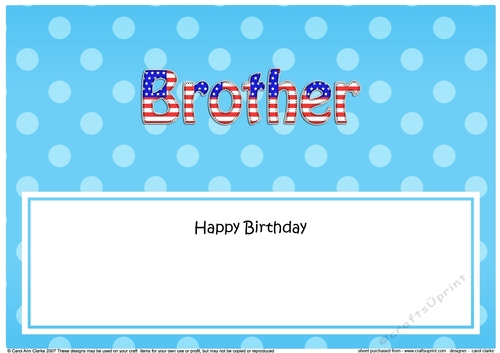 Large DL Happy Birthday BROTHER insert USA Stars & Stripes