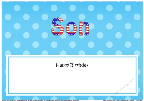 Large DL Happy Birthday SON insert USA Stars & Stripes