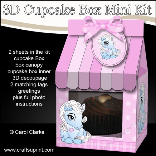 3D Mini Milk Carton Cupcake Treat Box Mini Kit - Cute Little Pony 