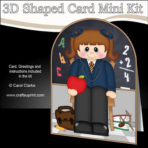 3D Shaped Card Kit - Cute Little Schoolgirl
