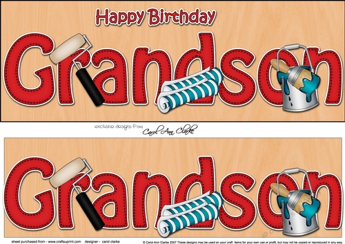 Large DL Happy Birthday GRANDSON 3D decoupage with Decorating