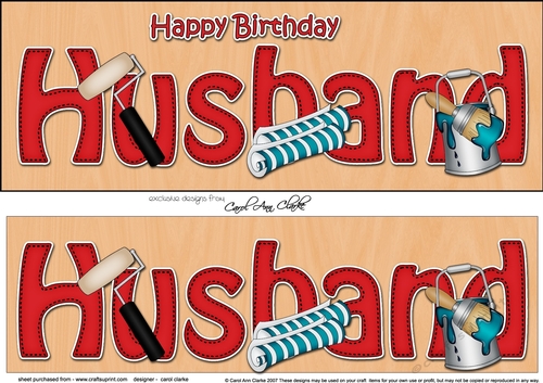 Large DL Happy Birthday HUSBAND 3D decoupage with Decorating