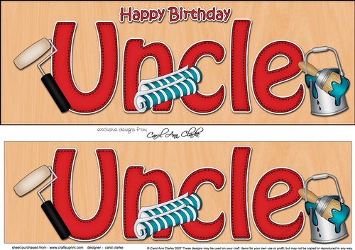Large DL Happy Birthday UNCLE 3D decoupage with Decorating