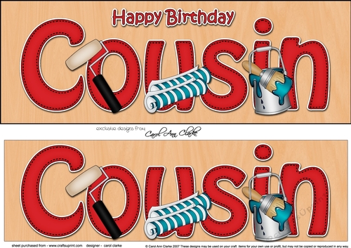 Large DL Happy Birthday COUSIN 3D decoupage with Decorating