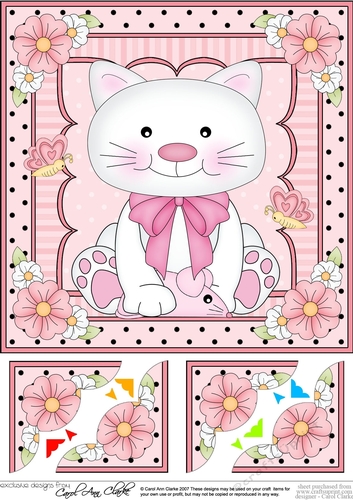 8 x 8  Cute Little Cat Scalloped Corner Topper  
