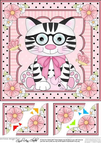 8 x 8  Cute Little Cat Scalloped Corner Topper  