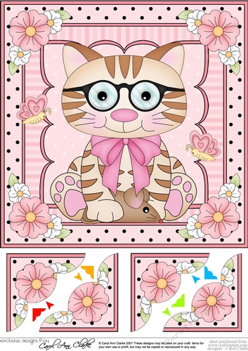 8 x 8  Cute Little Cat Scalloped Corner Topper  