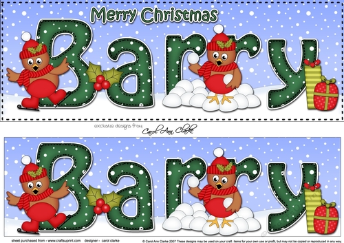 Large DL Merry Christmas BARRY 3D decoupage 
