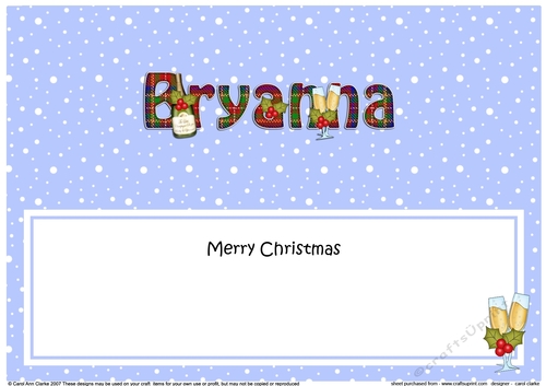 Large DL Merry Christmas BRYANNA insert