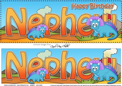Large DL Happy Birthday NEPHEW 3D decoupage with Dinosaurs