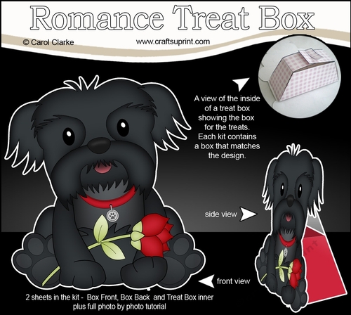 3D Valentine Treat Box Mini Kit - Cute Romantic Shih Tzu Dog has a Rose