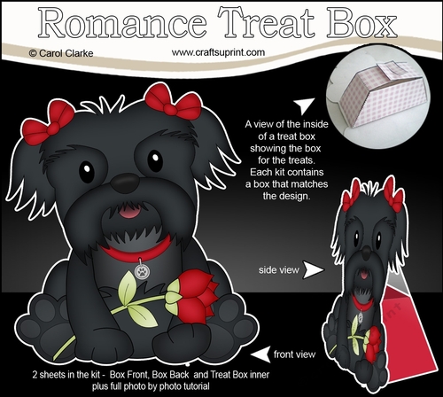 3D Valentine Treat Box Mini Kit - Cute Romantic Shih Tzu Dog has a Rose
