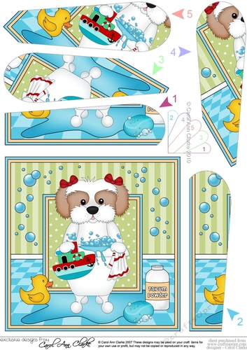 Fan Pyramage Topper - Bathtub Buddies - Little Cavachon Dog