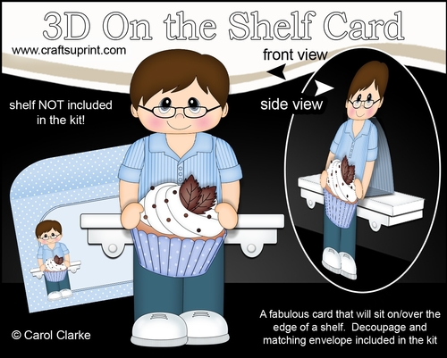 3D On the Shelf Card Kit - Young Man Gallard has a Yummy Scrummy Cupcake