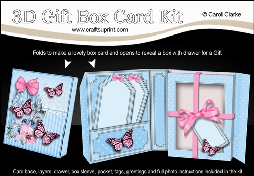 3D Gift Box Card Kit 3d Decoupage - Butterfly & Flowers Birdcage