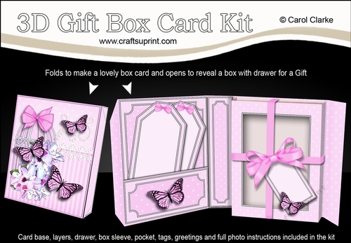 3D Gift Box Card Kit 3d Decoupage - Butterfly & Flowers Birdcage