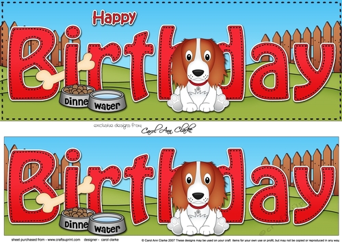 Large DL HAPPY BIRTHDAY 3D decoupage with Spinger Spaniel Dog